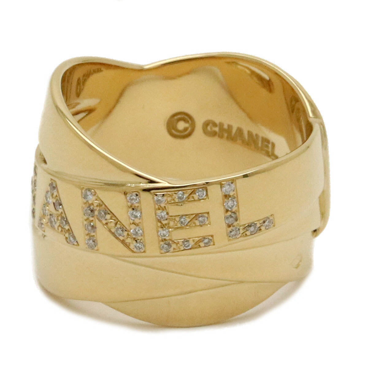 Chanel Logo Ring K18YG Diamond