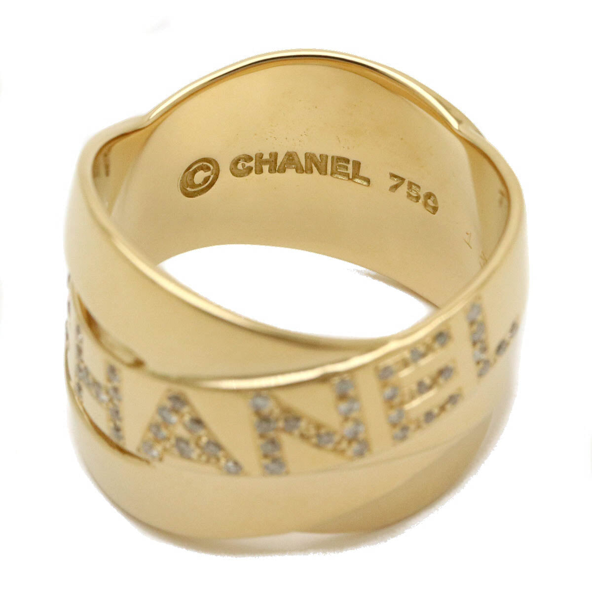 Chanel Logo Ring K18YG Diamond