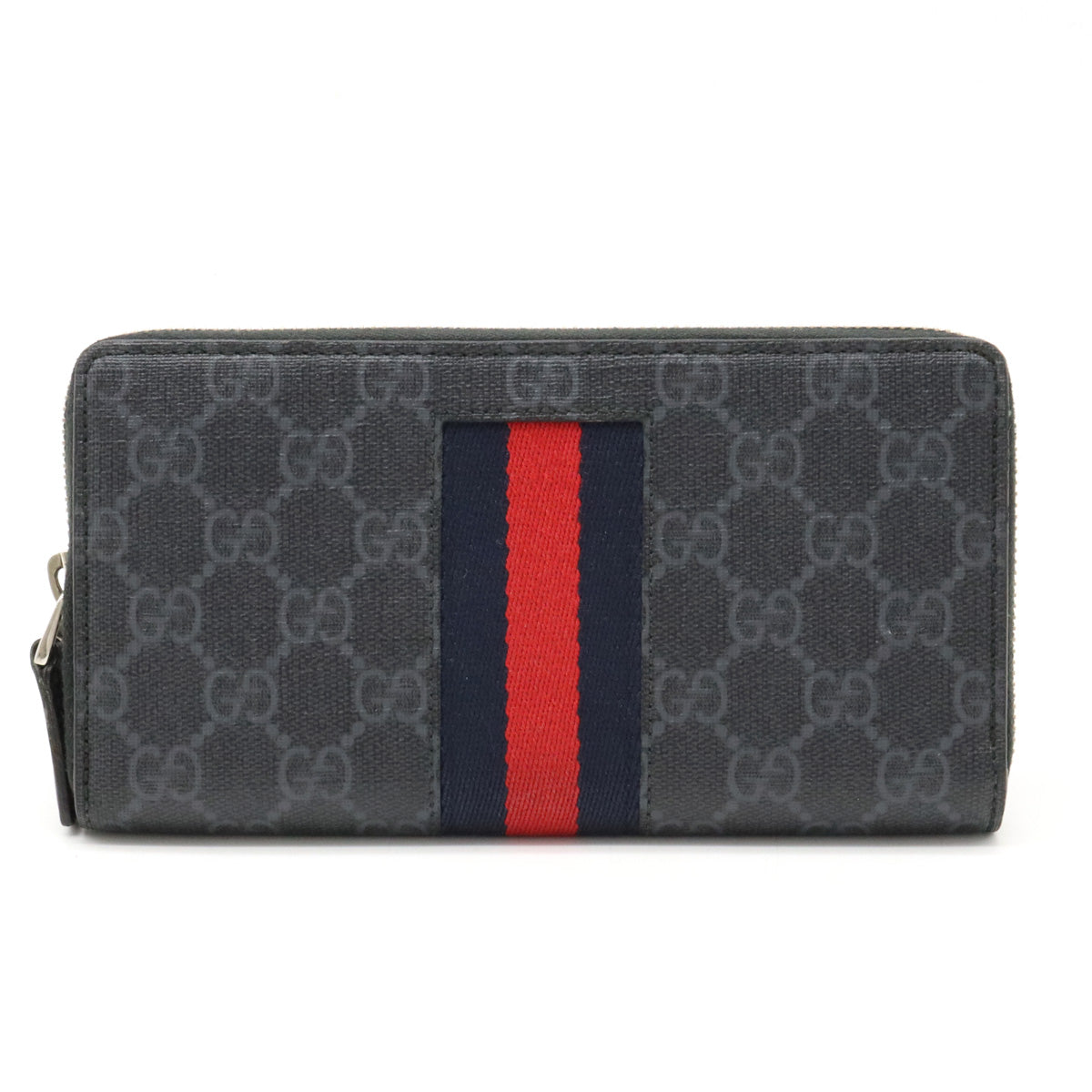 Gucci GG Supreme New Web PVC Leather Zip-Around Wallet 408831 in Great Condition