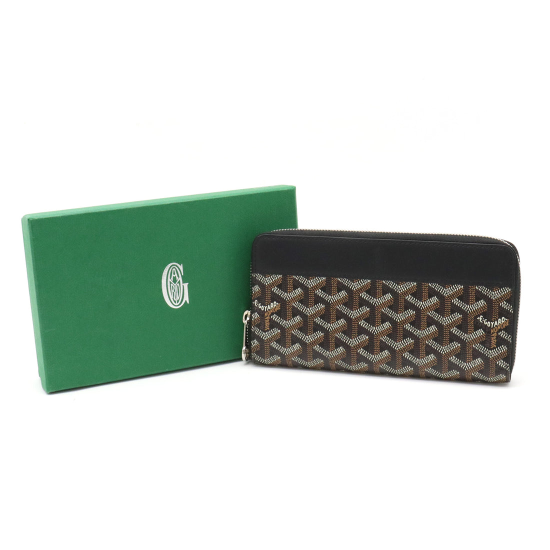 Goyard Matignon GM Wallet PVC Leather Black Brown in Pristine Condition