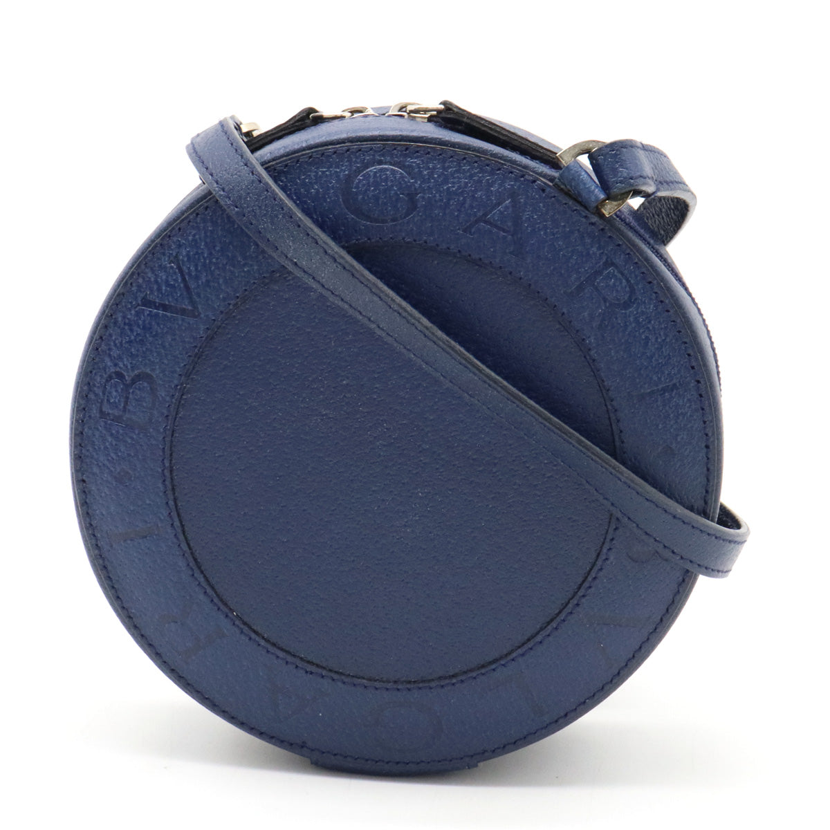 Bvlgari Leather Shoulder Bag Blue in Pristine Condition