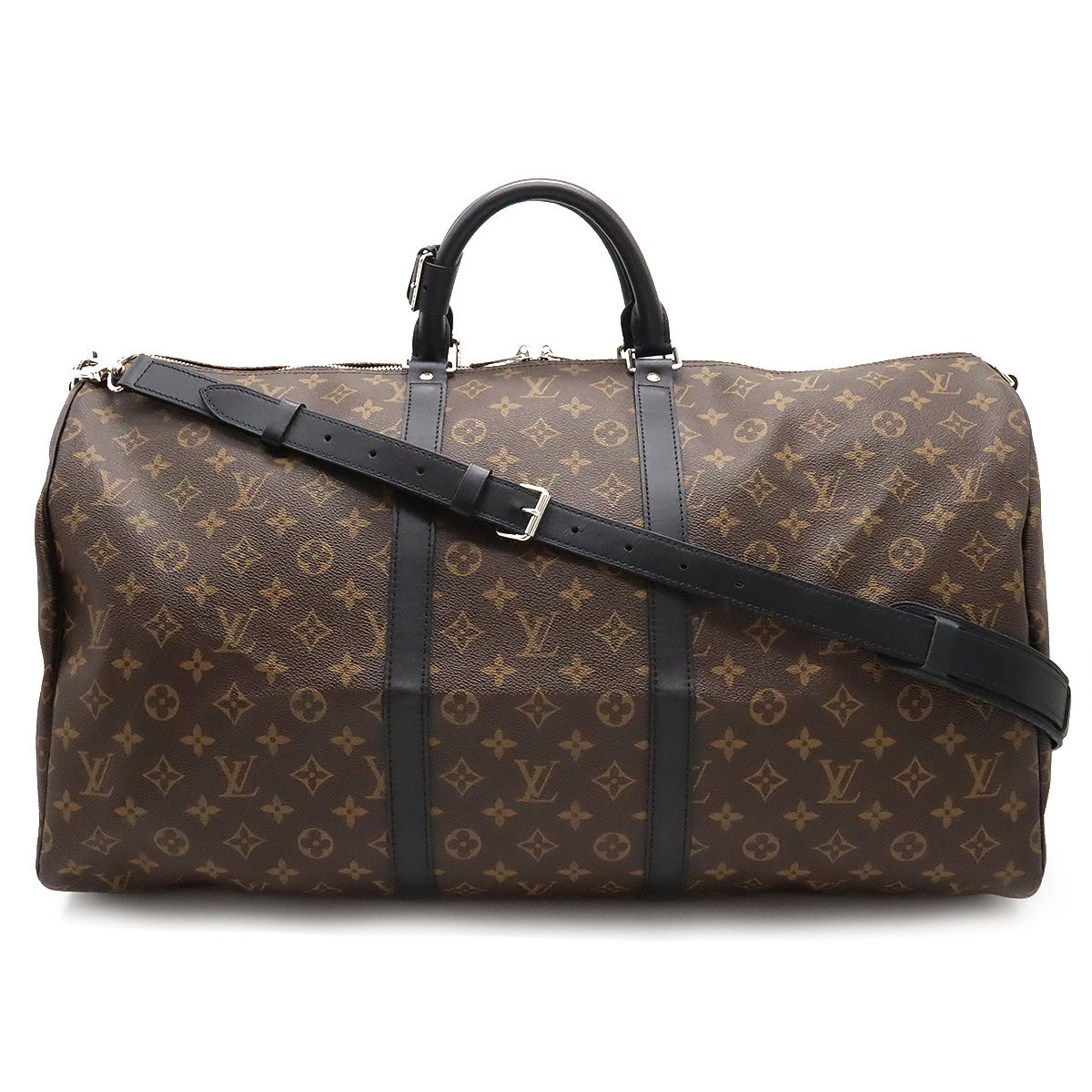 Louis Vuitton Monogram Macassar Keepall Bandouliere 55 Travel Bag M56714 in Great Condition