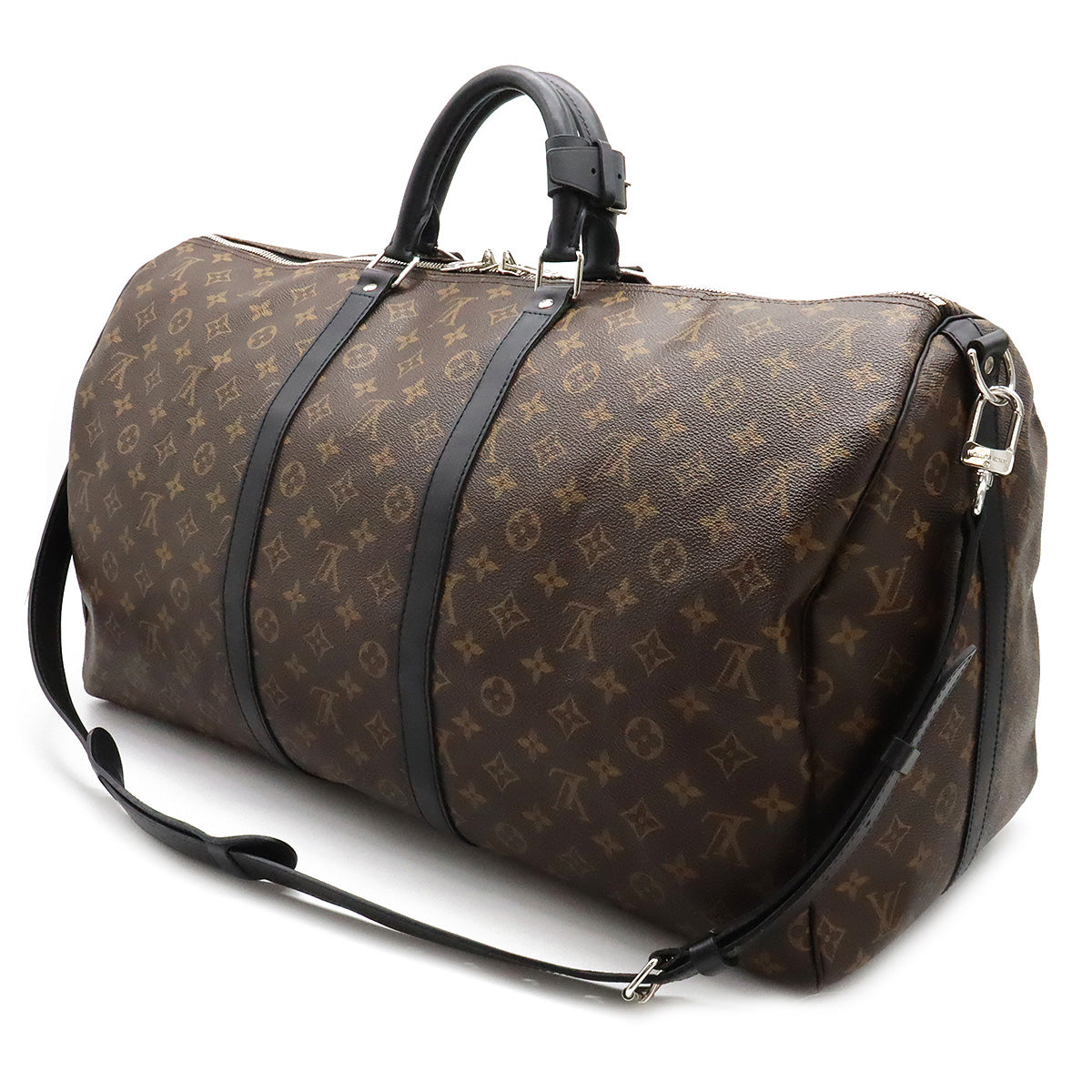 Louis Vuitton Monogram Macassar Keepall Bandouliere 55 Travel Bag M56714 in Great Condition