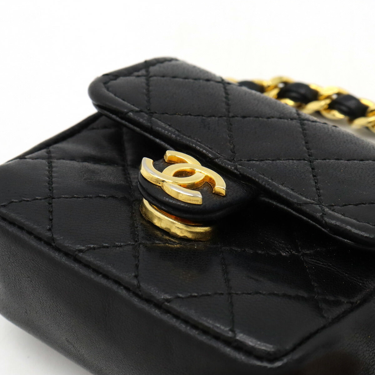 Chanel Leather Micro Mini Matelasse Bag Charm Keychain