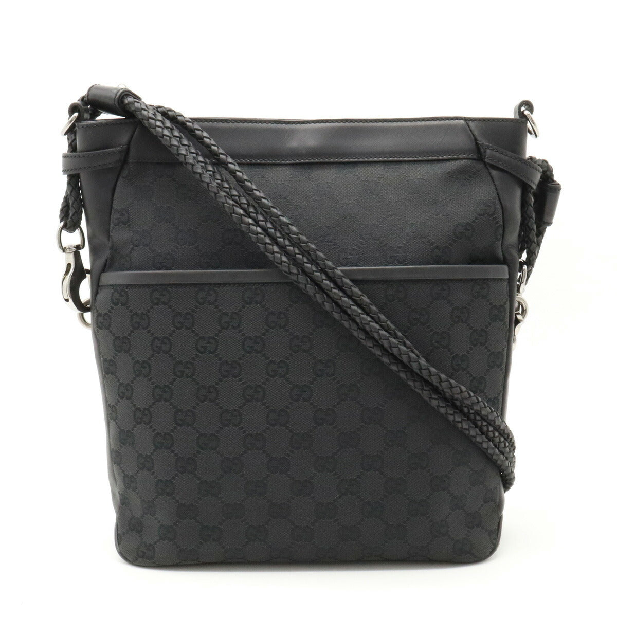 Gucci GG Canvas Leather Shoulder Bag Black