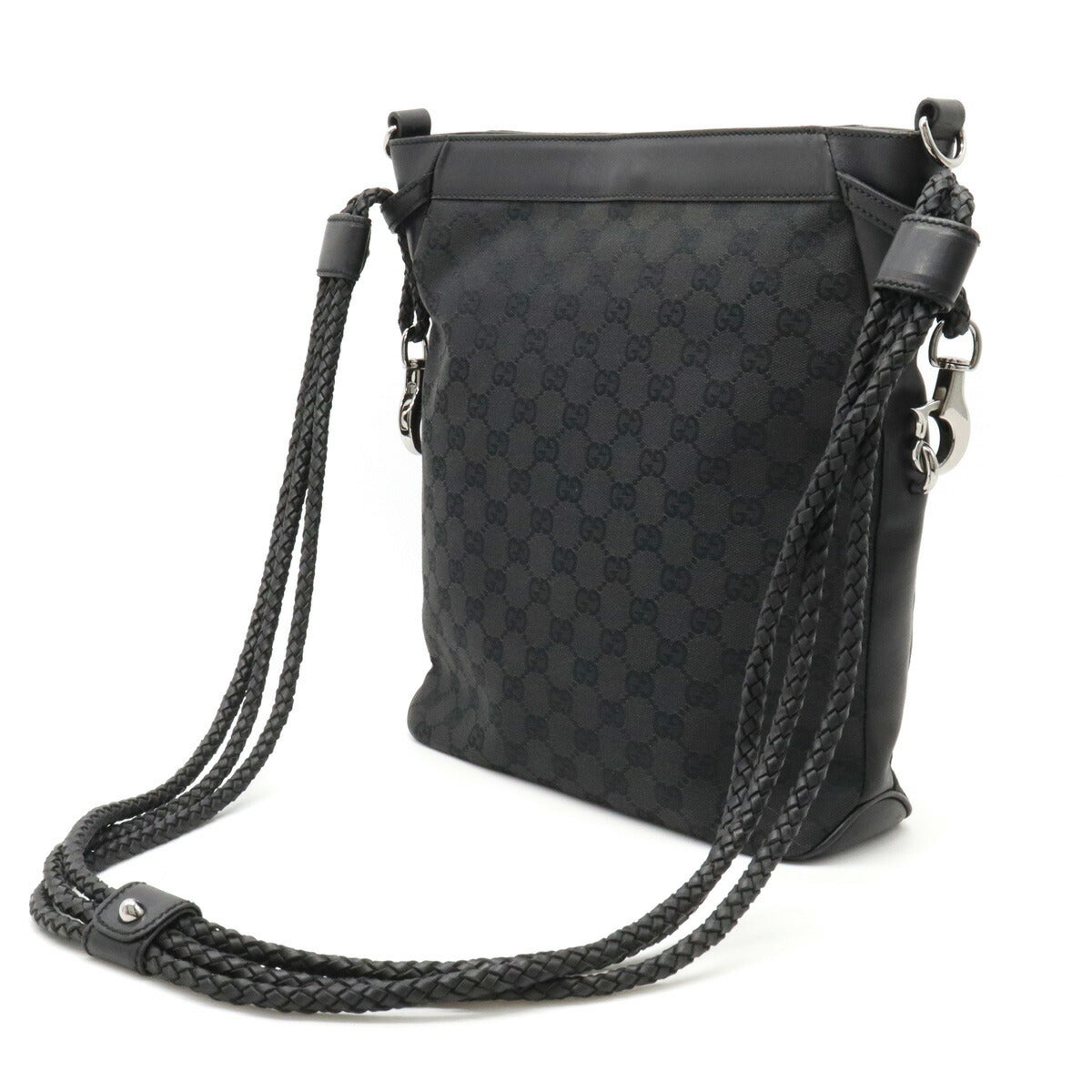 Gucci GG Canvas Leather Shoulder Bag Black