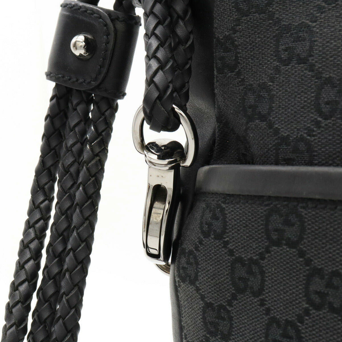 Gucci GG Canvas Leather Shoulder Bag Black