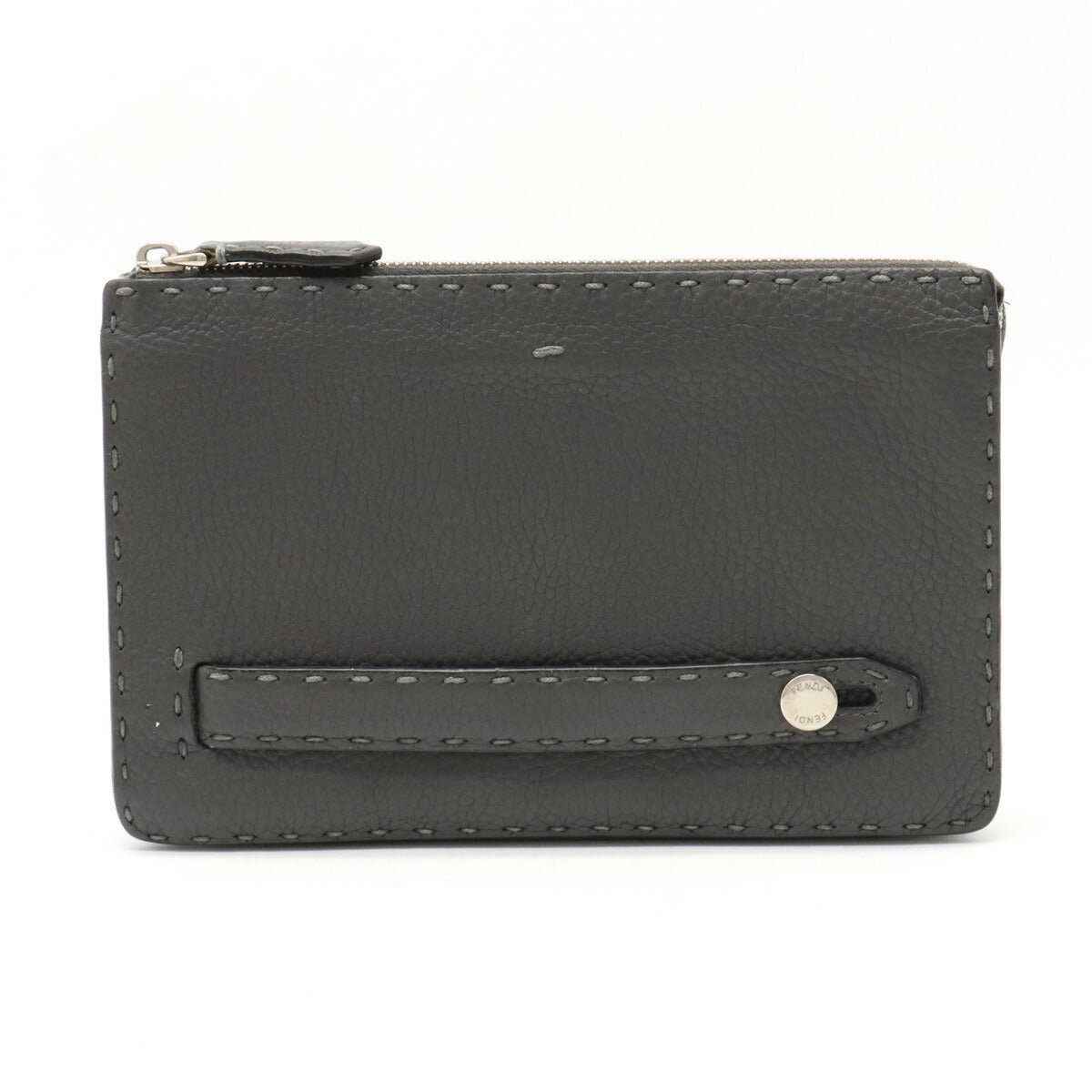 Fendi Leather Selleria Stitch Clutch Bag 7VA350