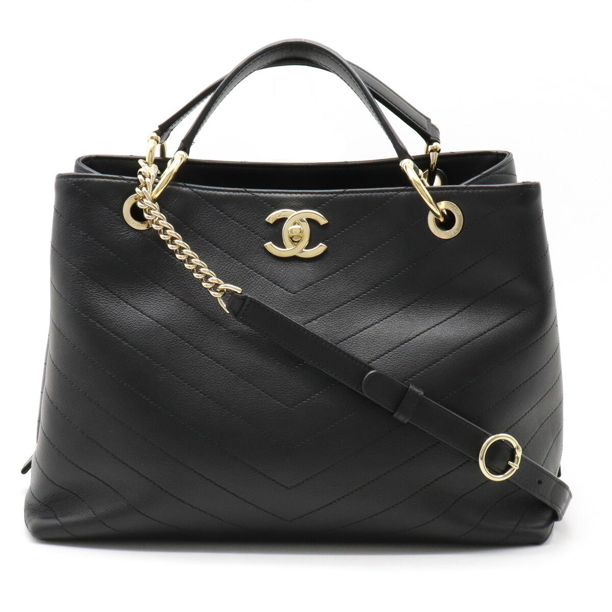 Chanel Leather V-Stitch Tote Bag