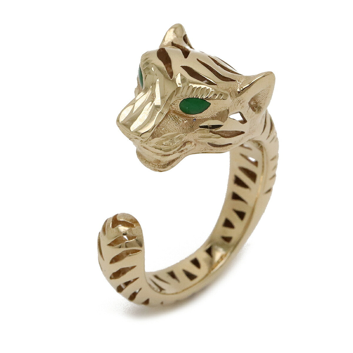 Tiger Head Ring Silver K18YG Yellow Gold