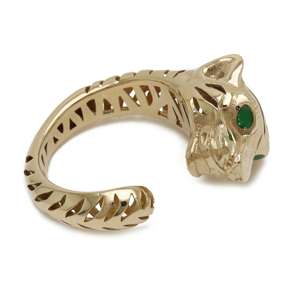 Tiger Head Ring Silver K18YG Yellow Gold