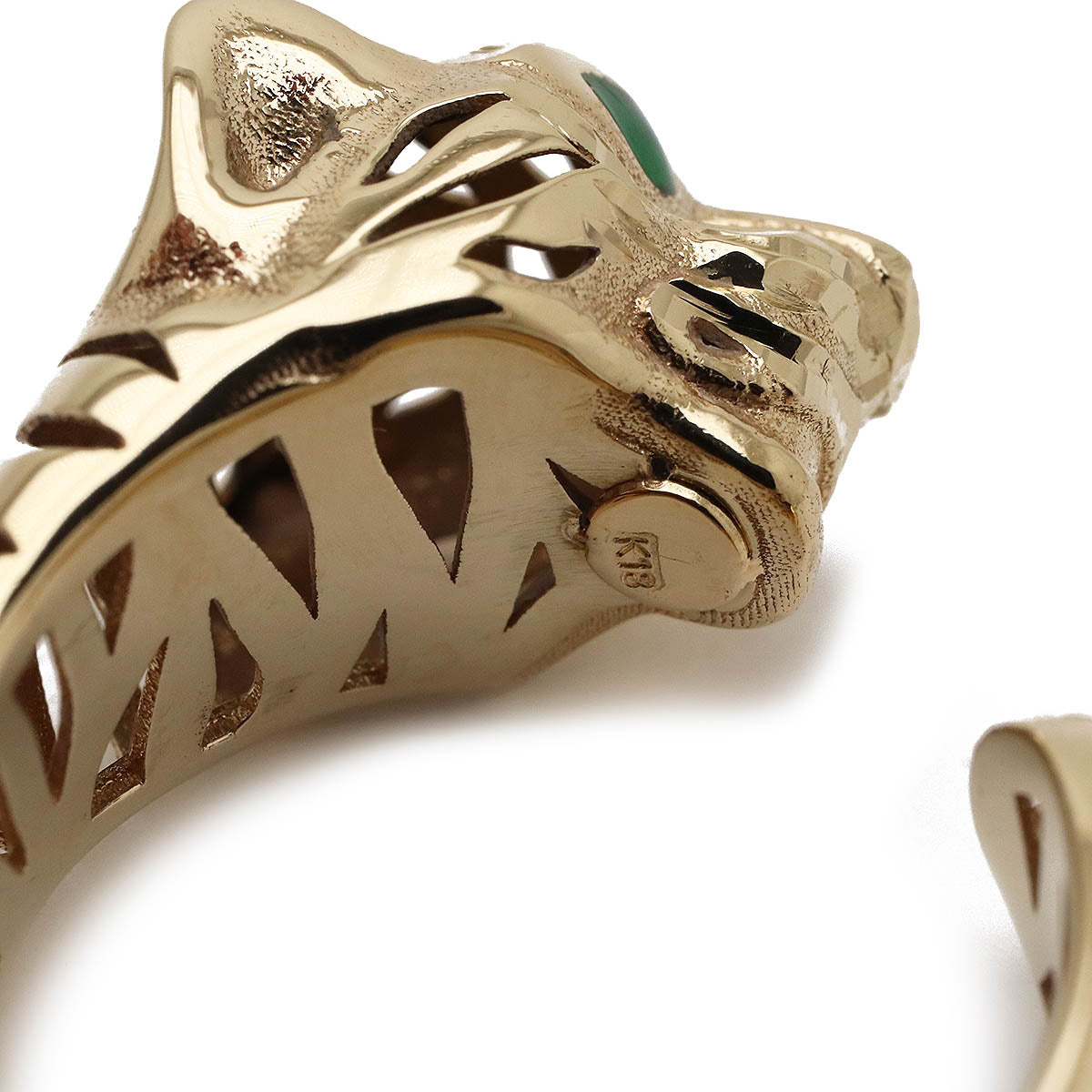 Tiger Head Ring Silver K18YG Yellow Gold