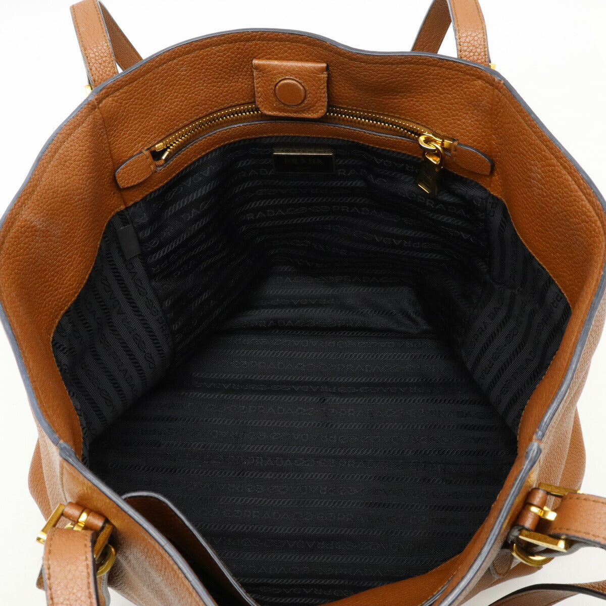 Prada Leather Tote Bag Brown 1BG301