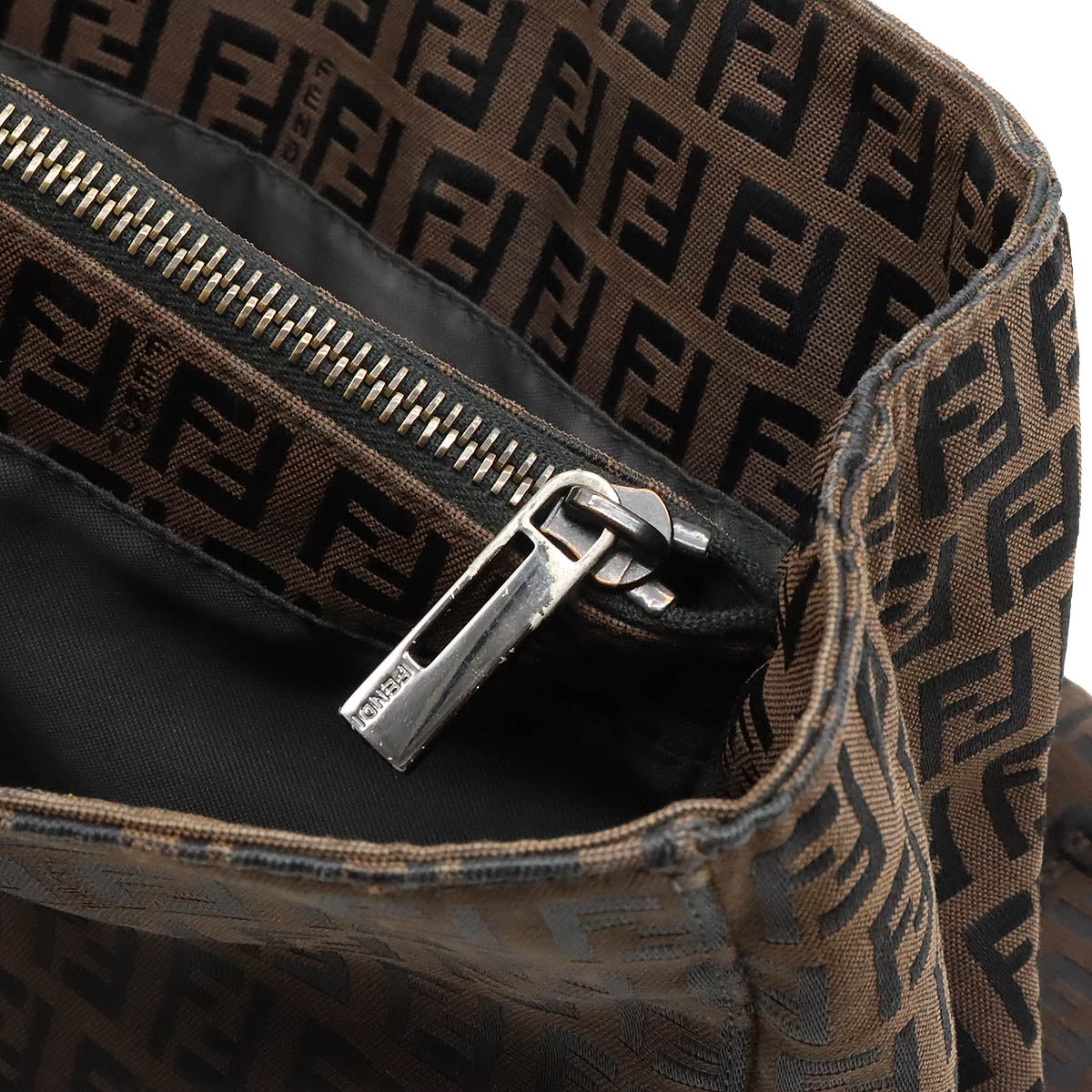 Fendi Zucchino Tote Bag Canvas Leather