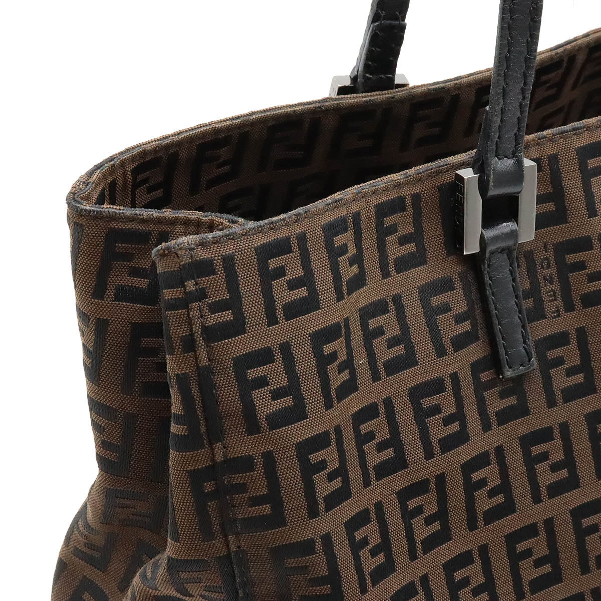 Fendi Zucchino Tote Bag Canvas Leather