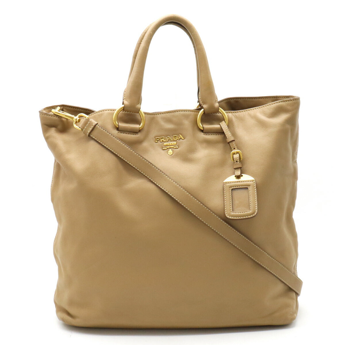 Prada Leather Tote Bag 2WAY Beige