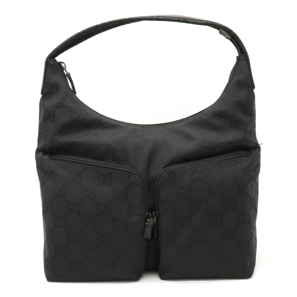 Gucci GG Nylon Leather Shoulder Bag Black