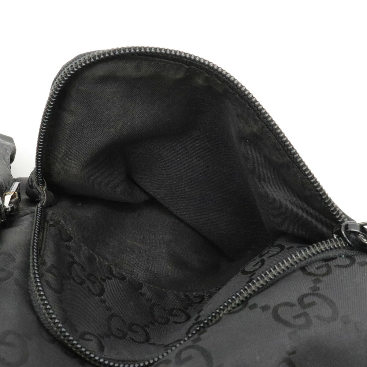 Gucci GG Nylon Leather Shoulder Bag Black