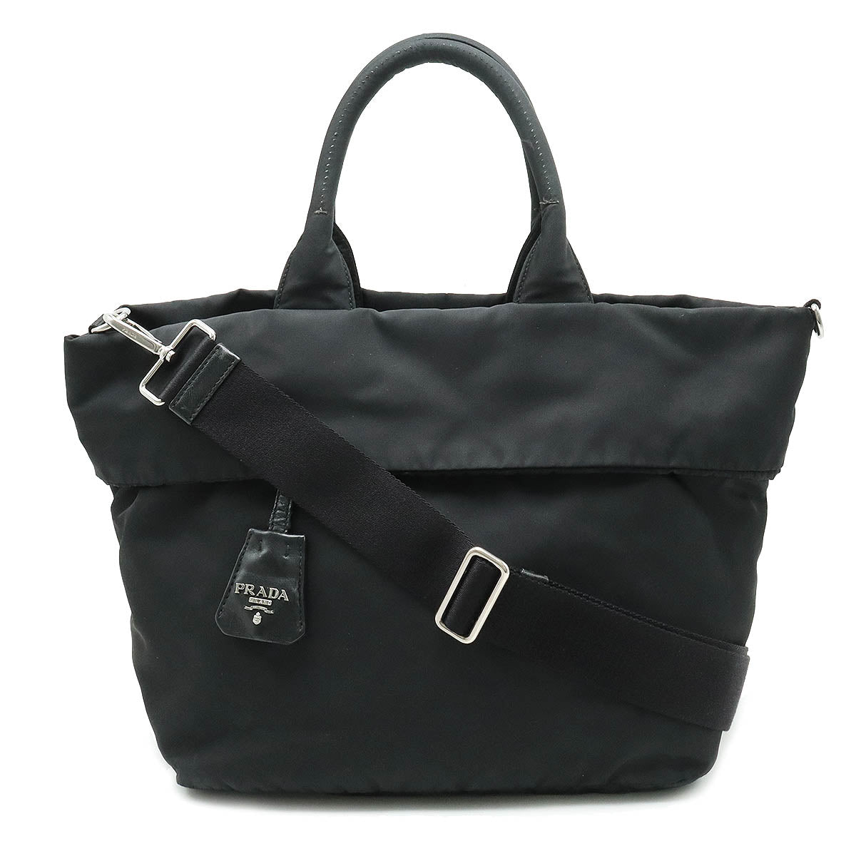 Prada Nylon Leather Reversible Tote Bag