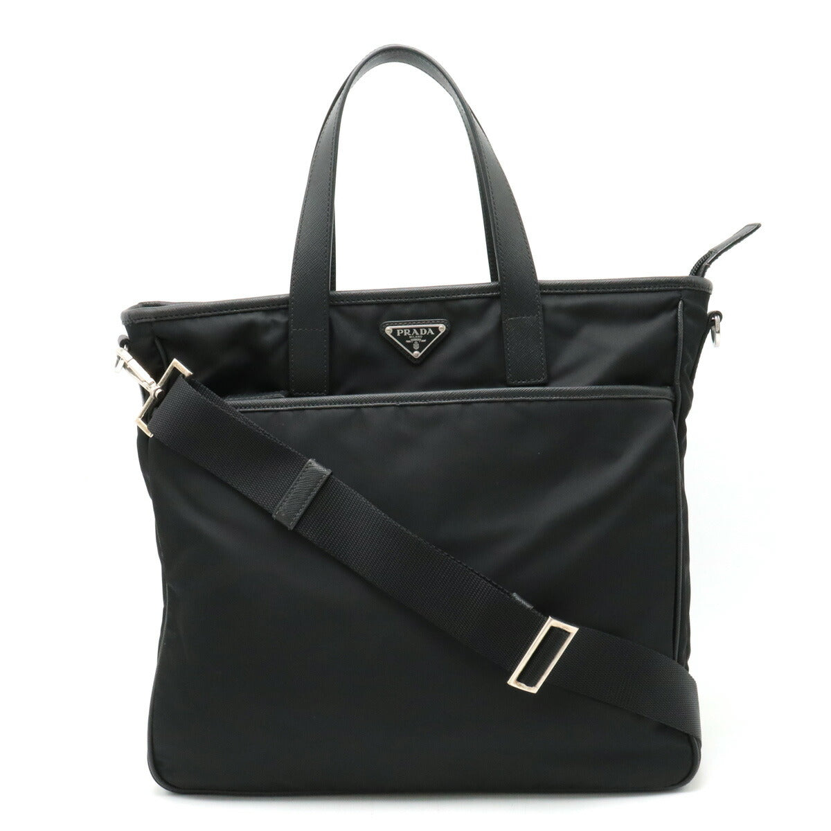 Prada Nylon Leather Tote Bag 2VG033