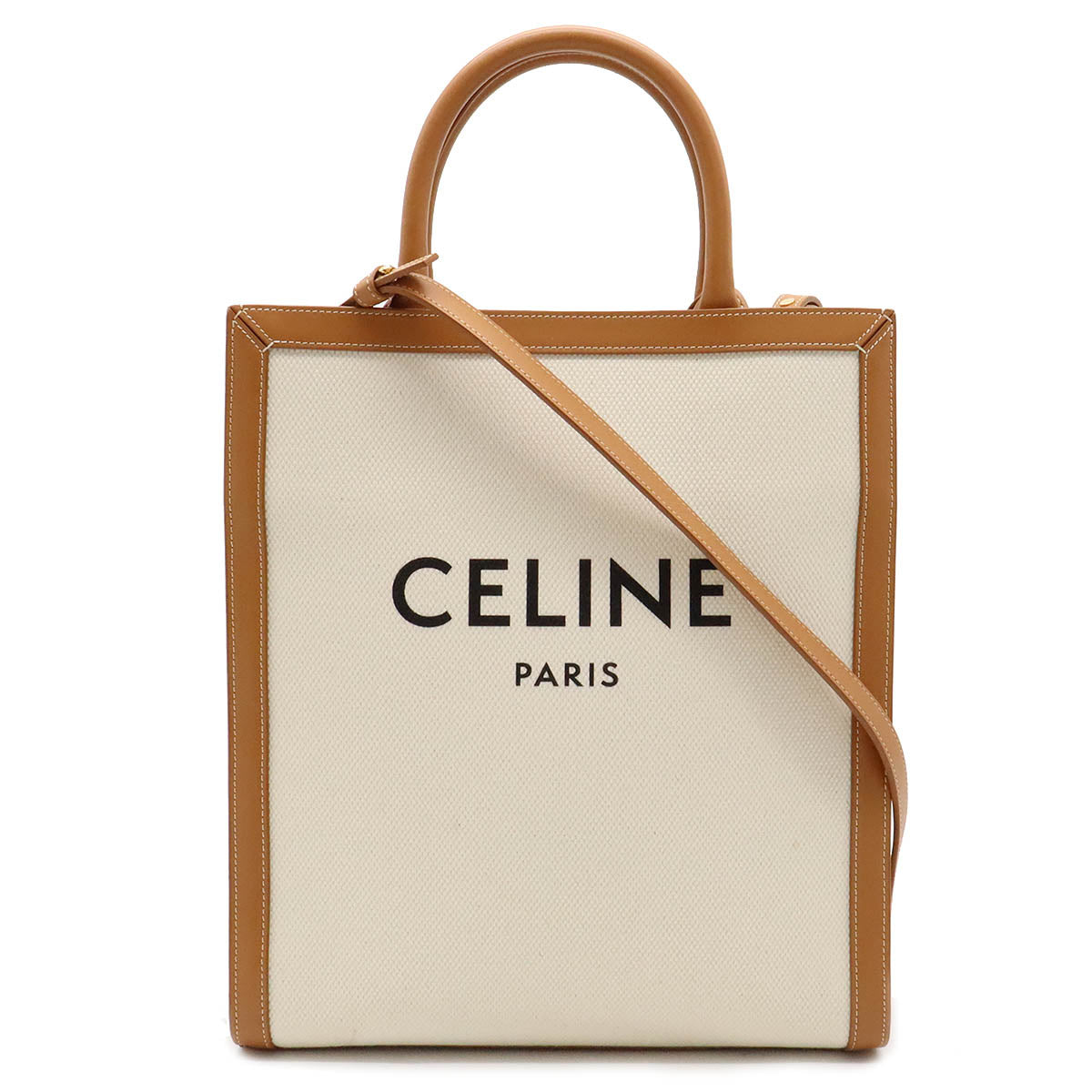 Celine Small Vertical Cabas Canvas Leather Tote Bag in Great Condition