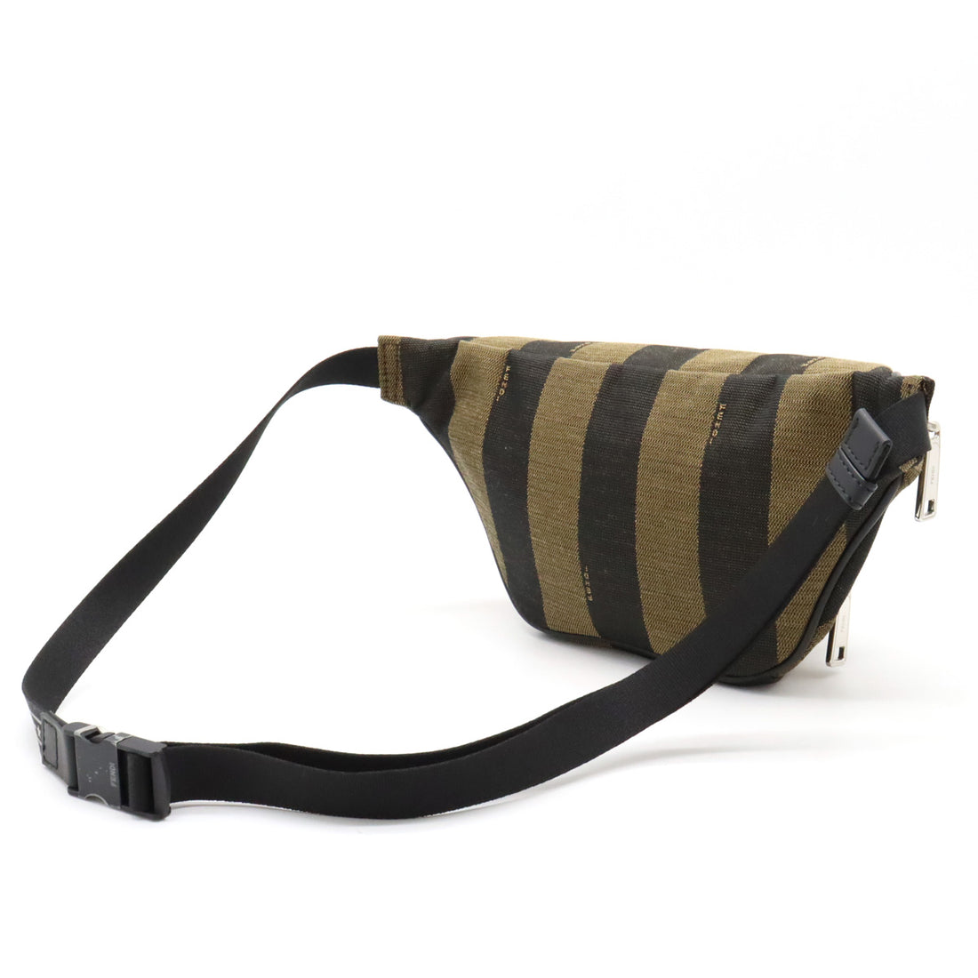 Fendi Pequin Stripe Canvas/Leather Waist Bag 7VA446 in Pristine Condition