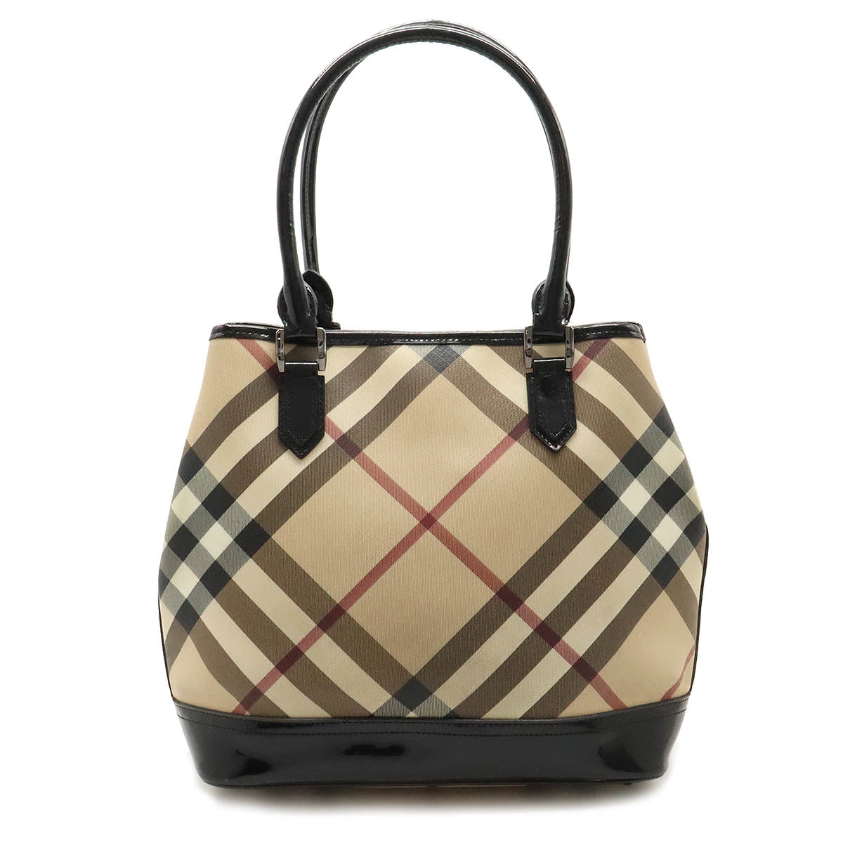 Burberry Checkered Tote Bag PVC Patent Leather