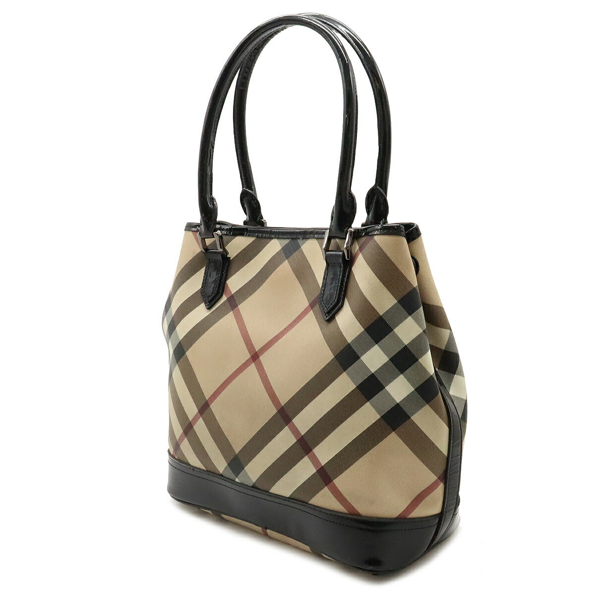 Burberry Checkered Tote Bag PVC Patent Leather