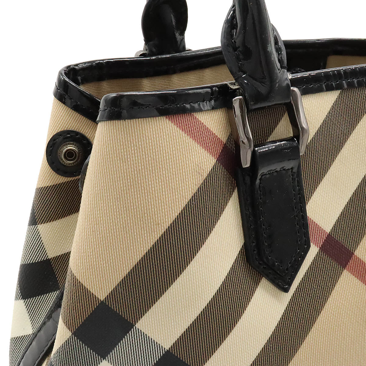 Burberry Checkered Tote Bag PVC Patent Leather