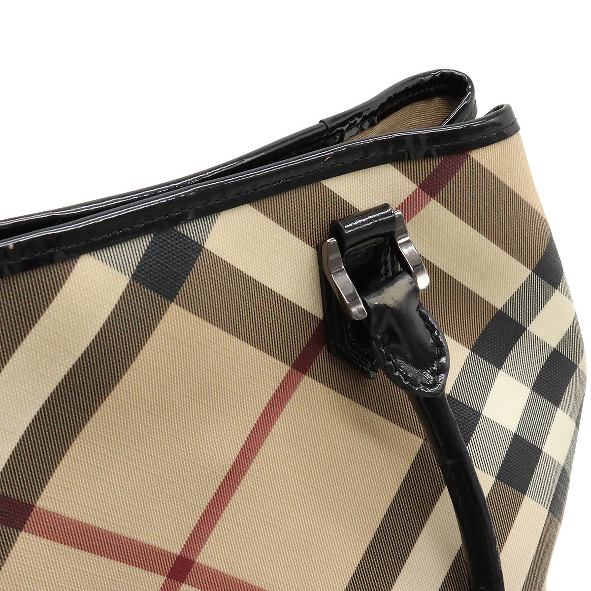 Burberry Checkered Tote Bag PVC Patent Leather