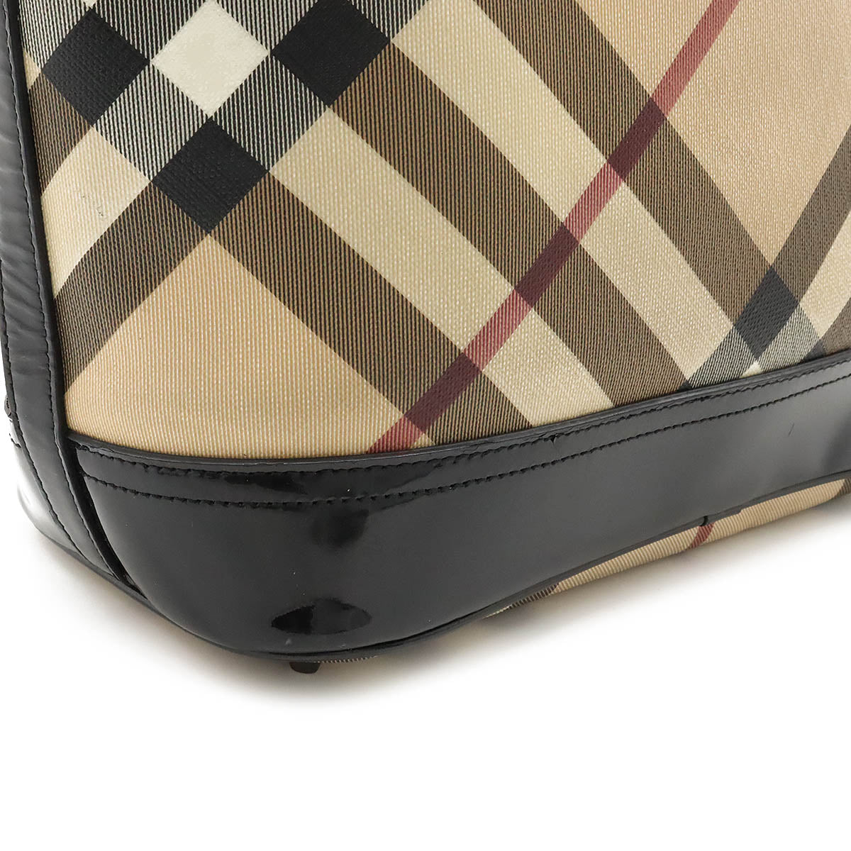 Burberry Checkered Tote Bag PVC Patent Leather