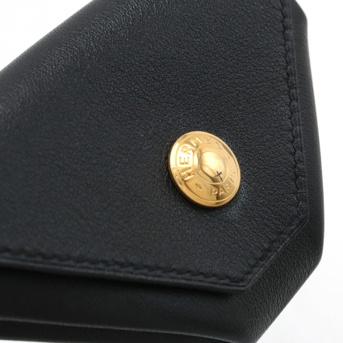 Hermes Leather Coin Case Black Gold