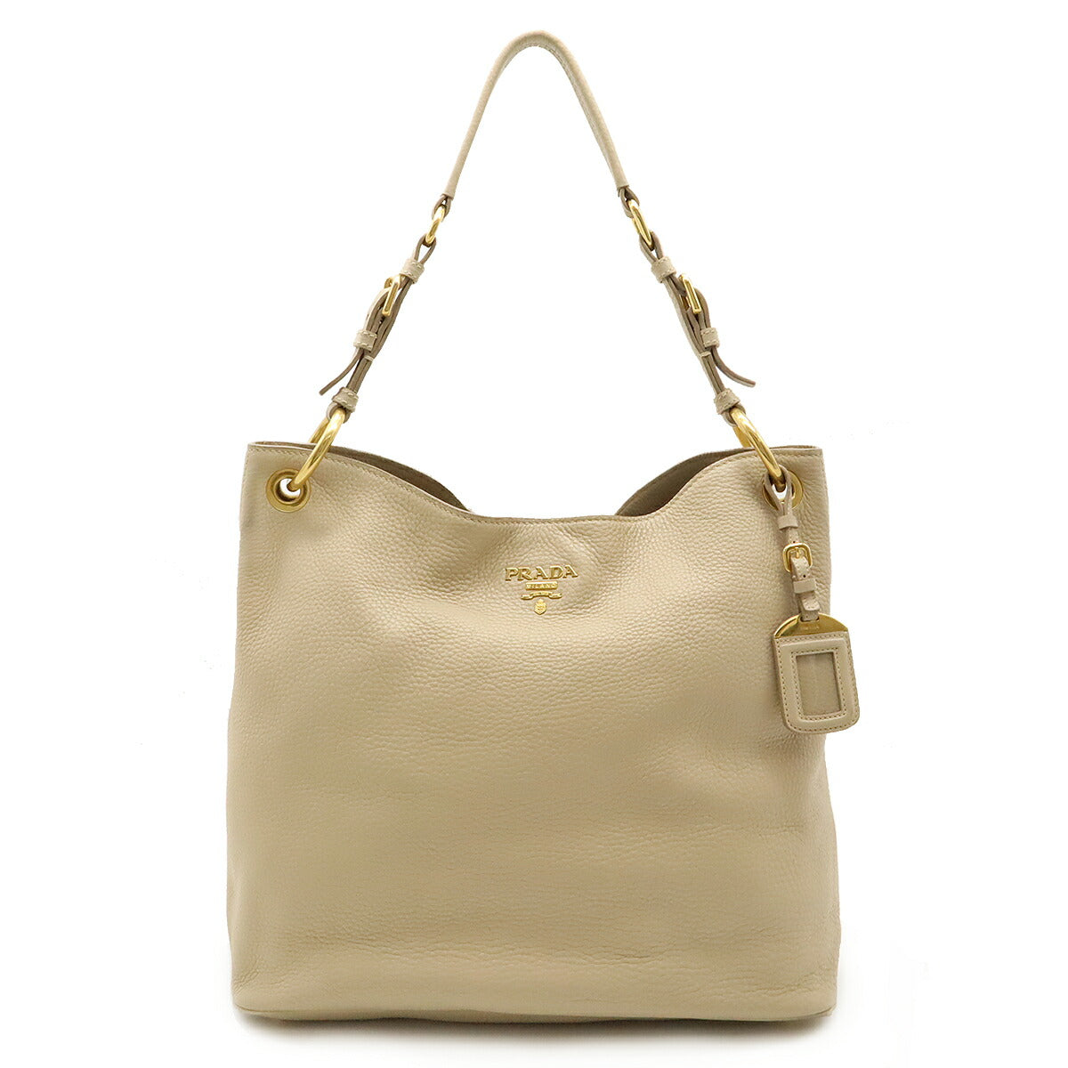 Prada Leather Shoulder Bag Beige BR4892