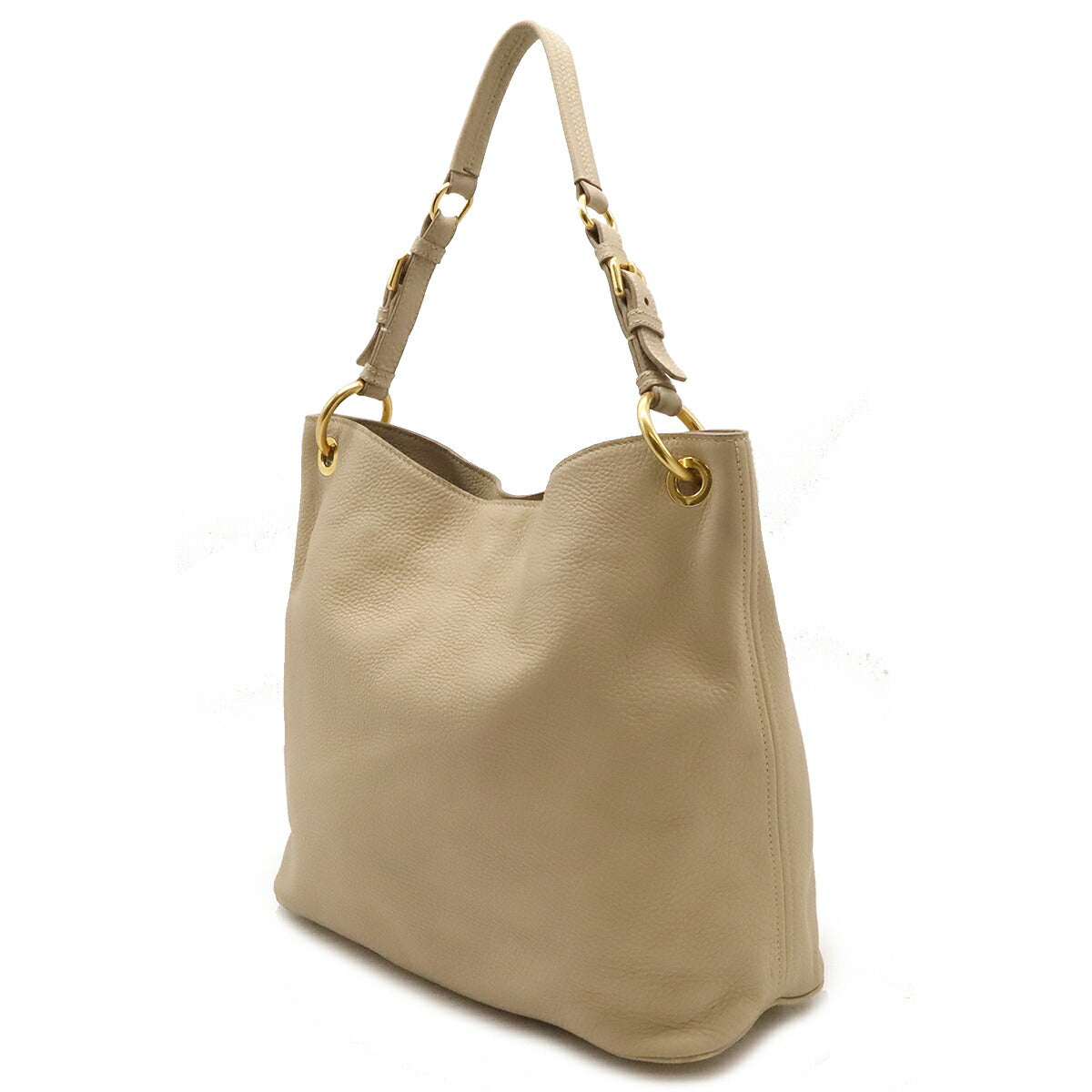 Prada Leather Shoulder Bag Beige BR4892