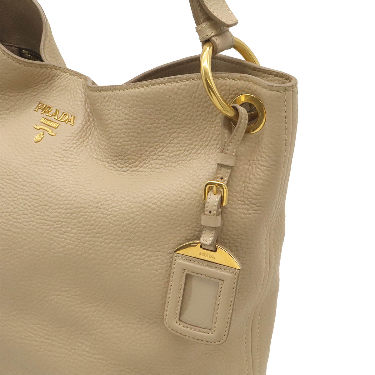 Prada Leather Shoulder Bag Beige BR4892