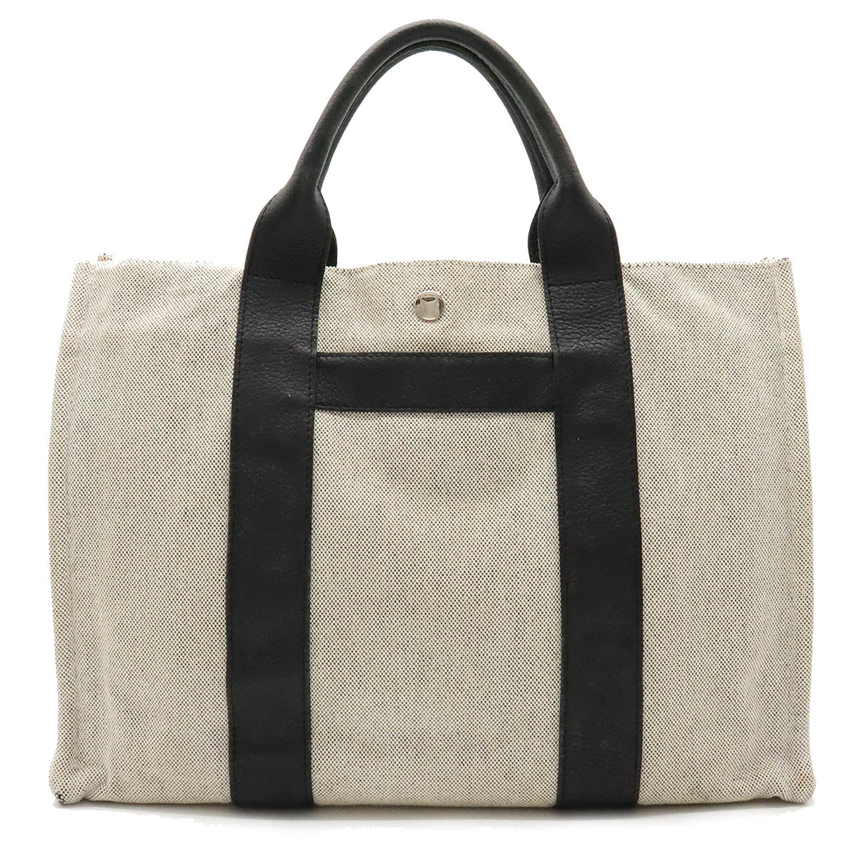 Hermes Sac a Ne MM Canvas Leather Tote Bag