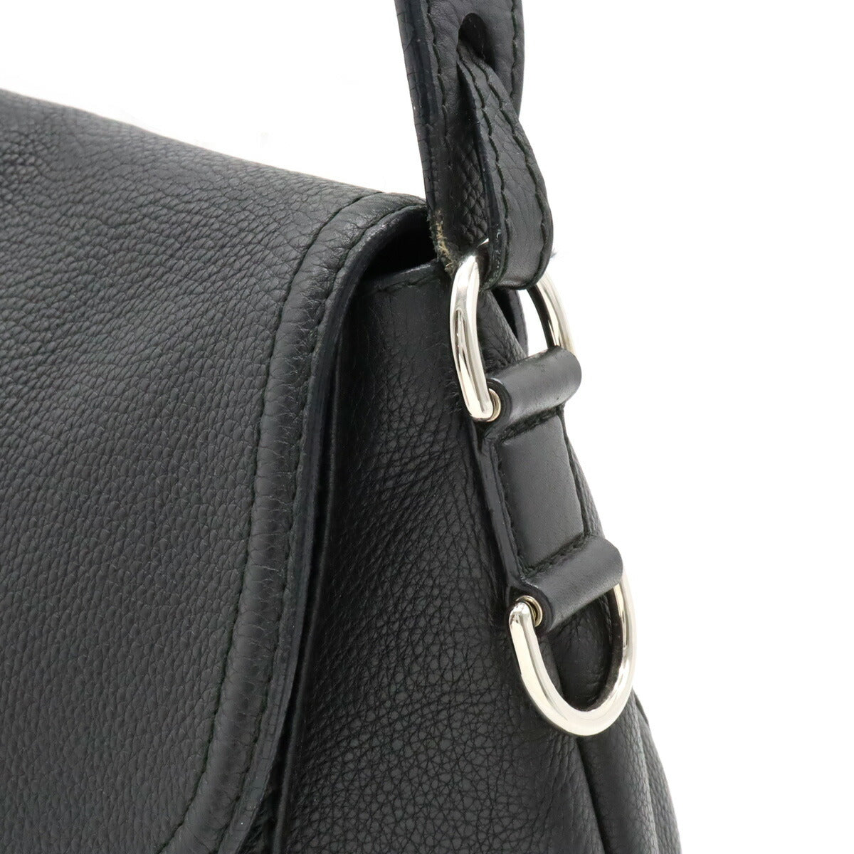 Gucci Leather Horsebit Shoulder Bag Black