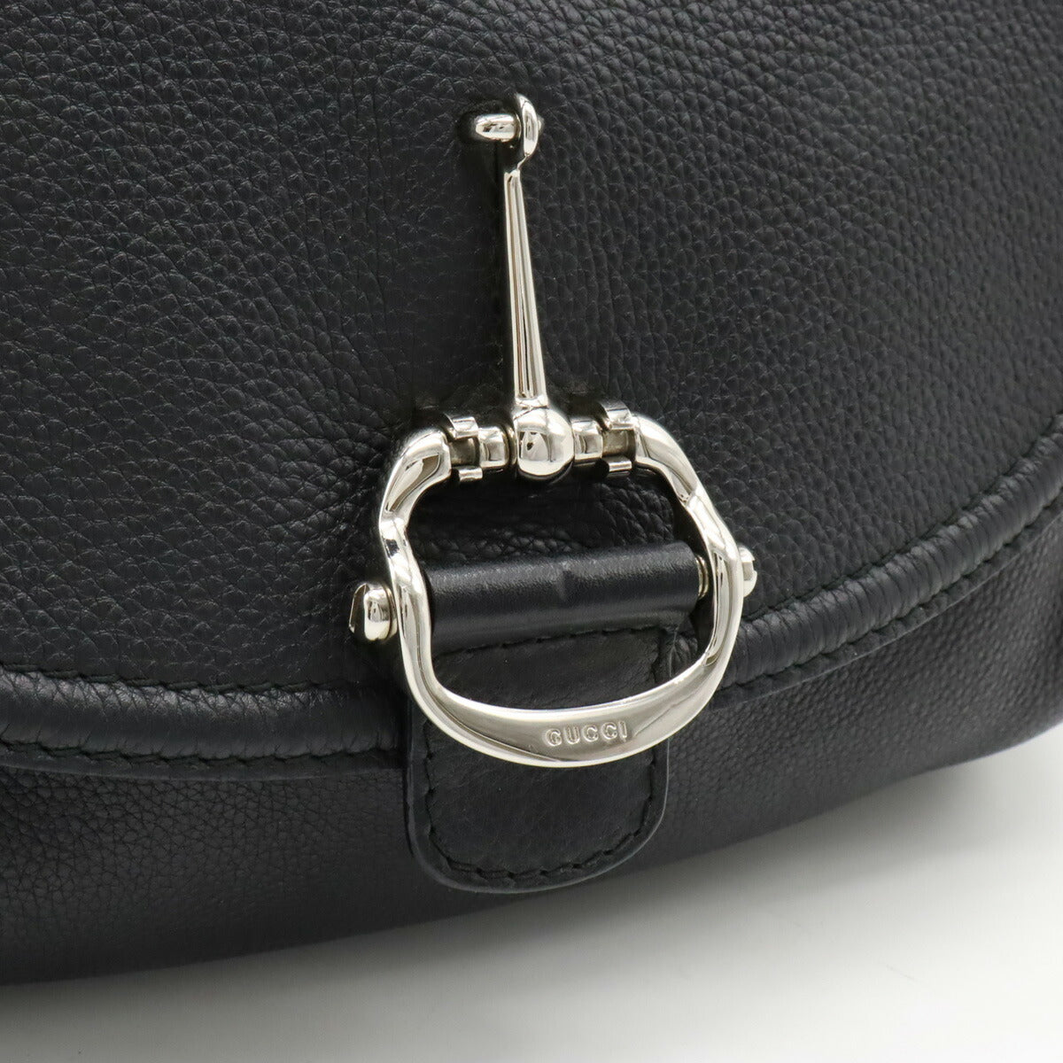 Gucci Leather Horsebit Shoulder Bag Black