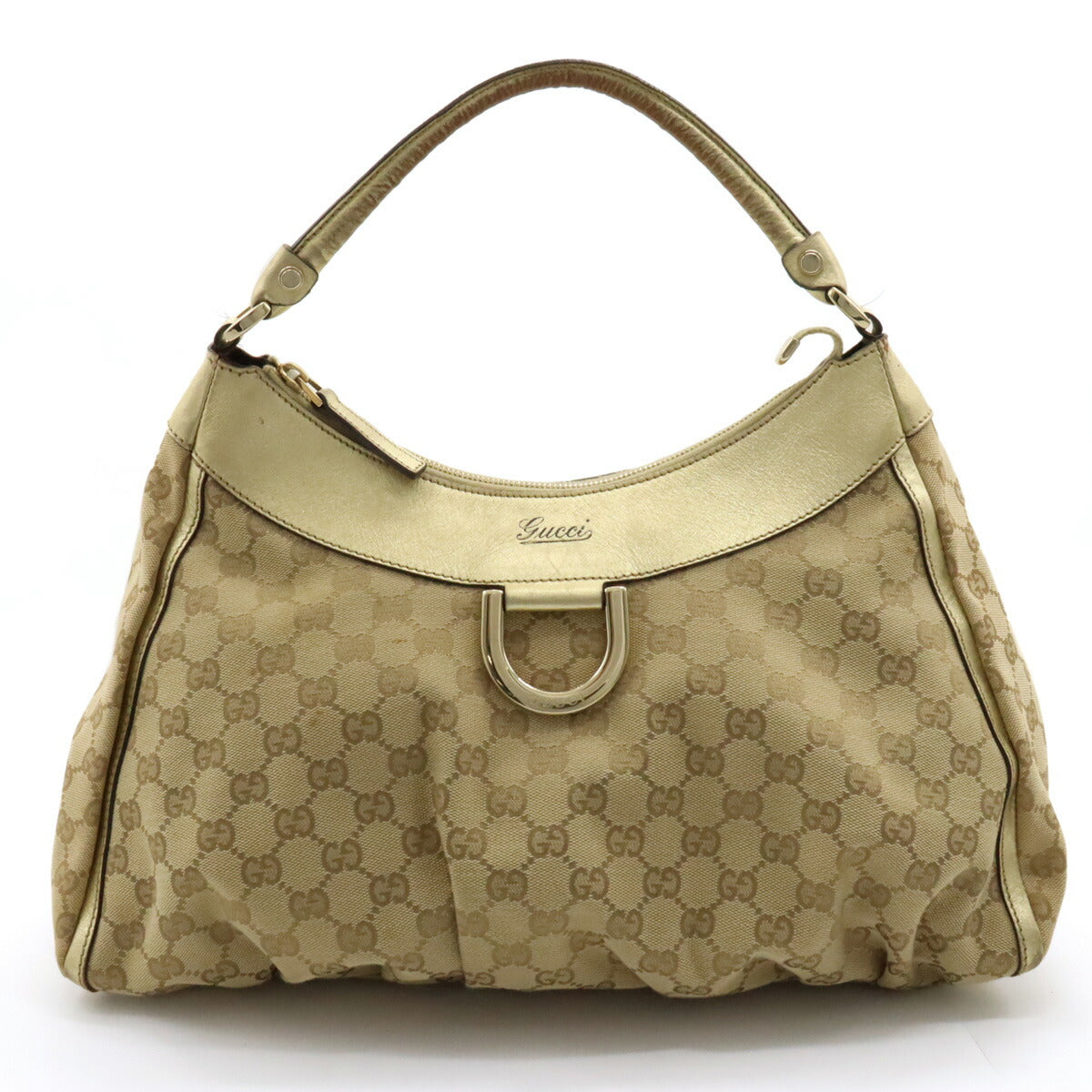 Gucci GG Canvas Abby Shoulder Bag Metallic Leather