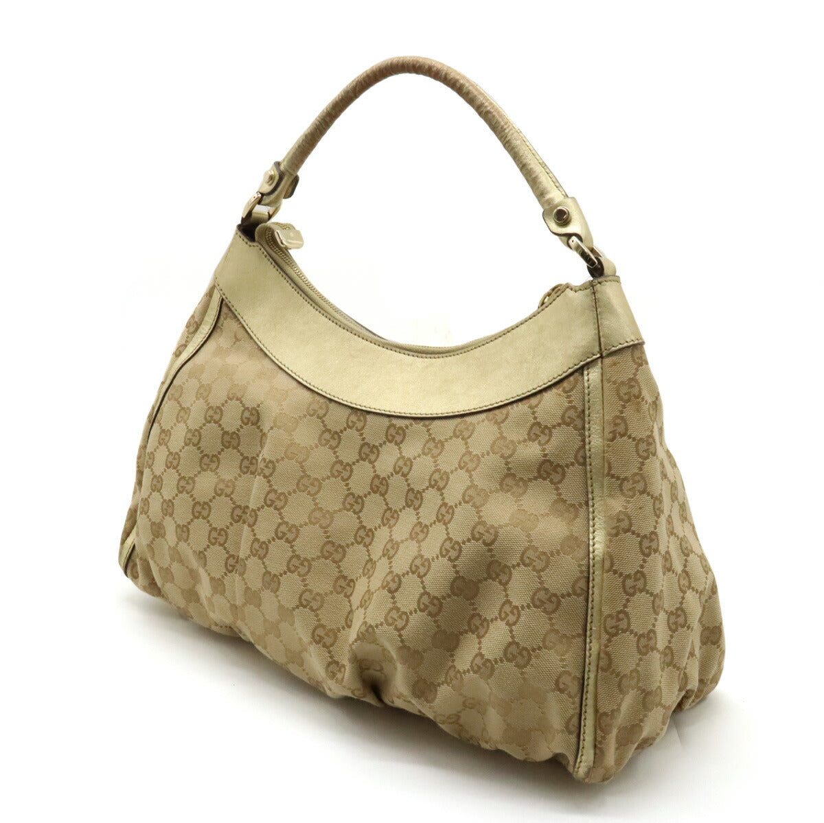 Gucci GG Canvas Abby Shoulder Bag Metallic Leather