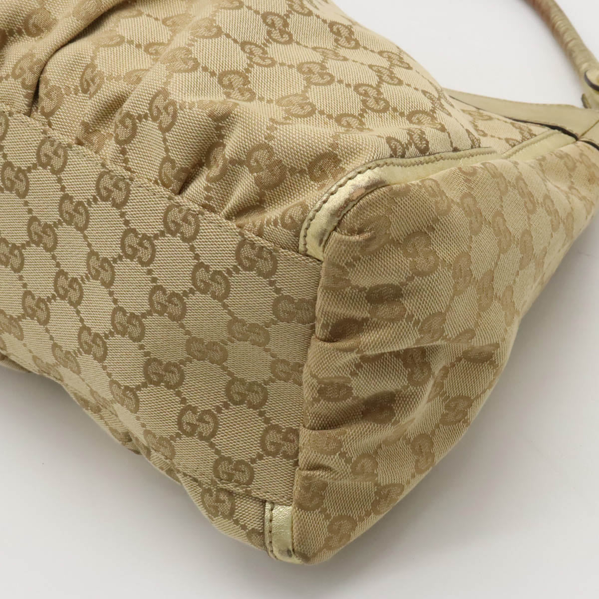 Gucci GG Canvas Abby Shoulder Bag Metallic Leather