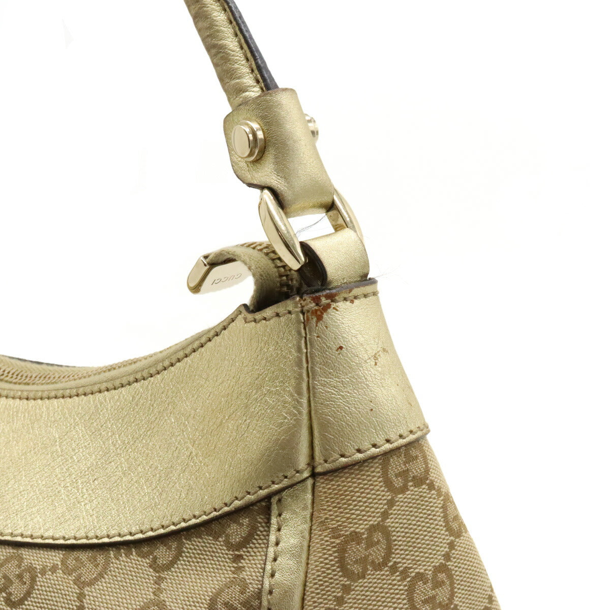 Gucci GG Canvas Abby Shoulder Bag Metallic Leather