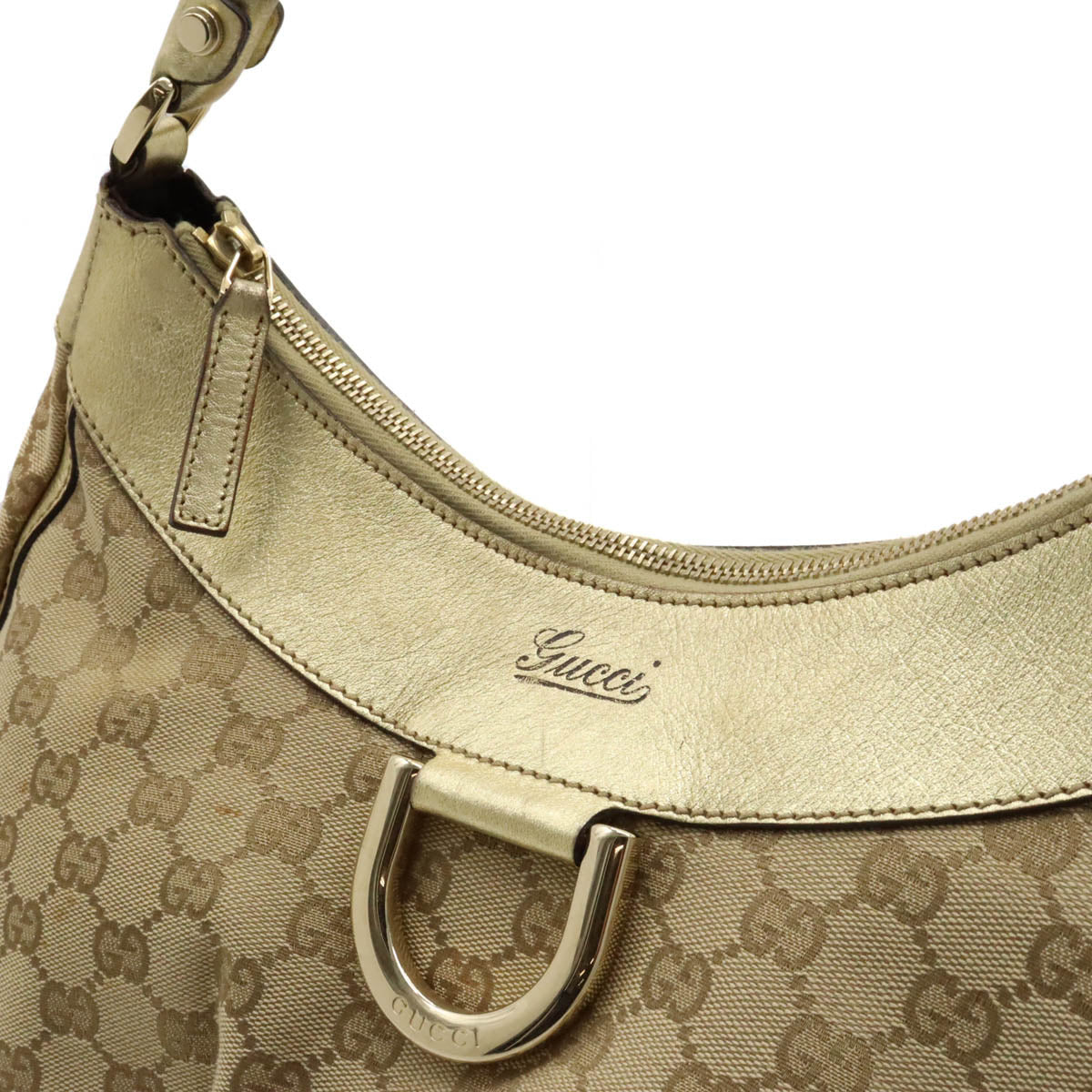 Gucci GG Canvas Abby Shoulder Bag Metallic Leather