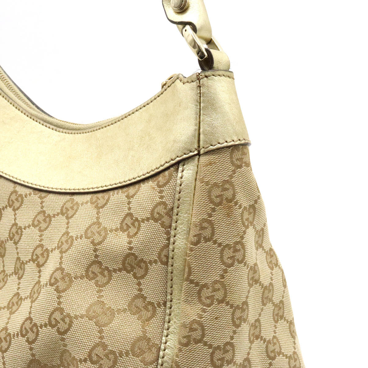 Gucci GG Canvas Abby Shoulder Bag Metallic Leather