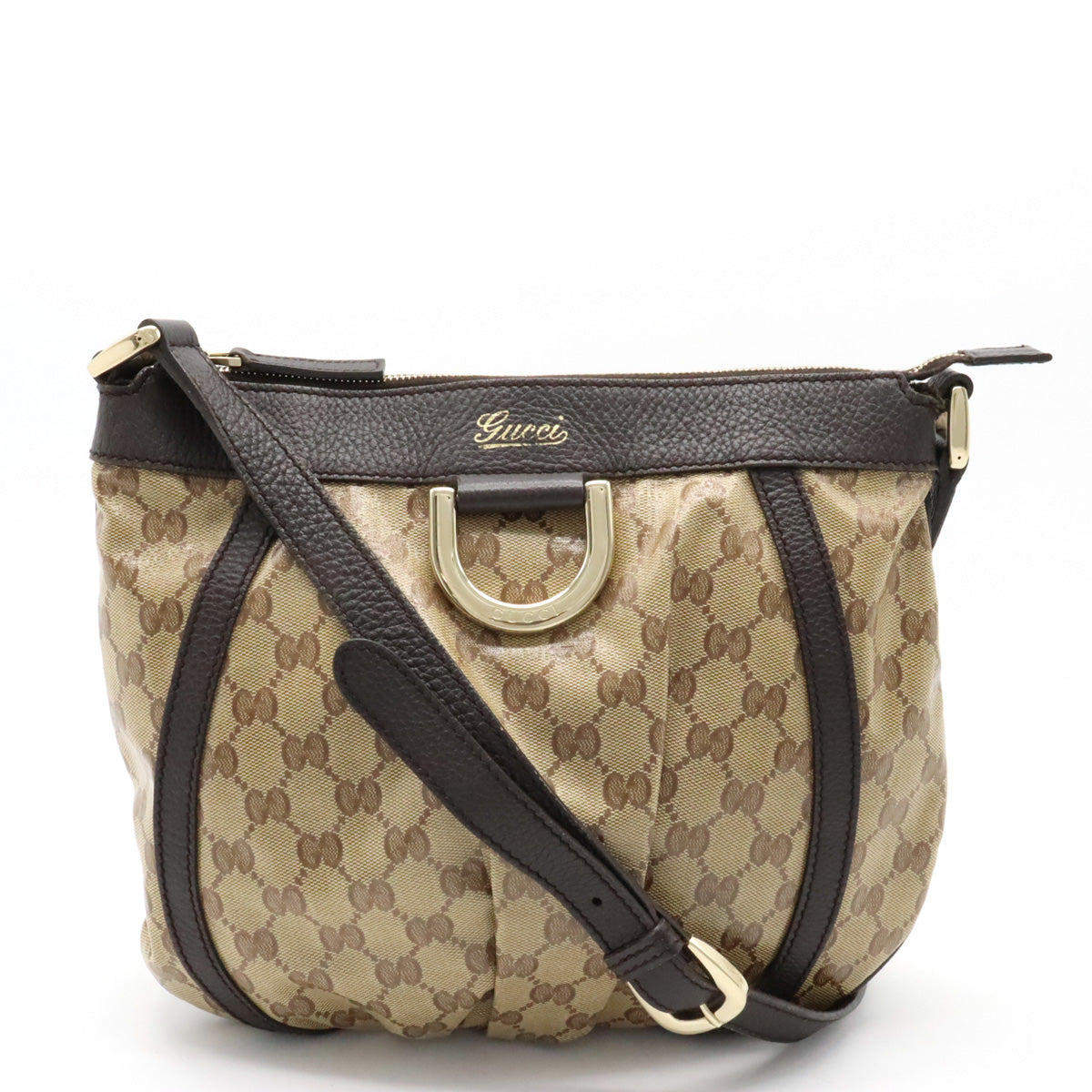 Gucci Abbey GG Crystal Coated Canvas Leather Shoulder Bag