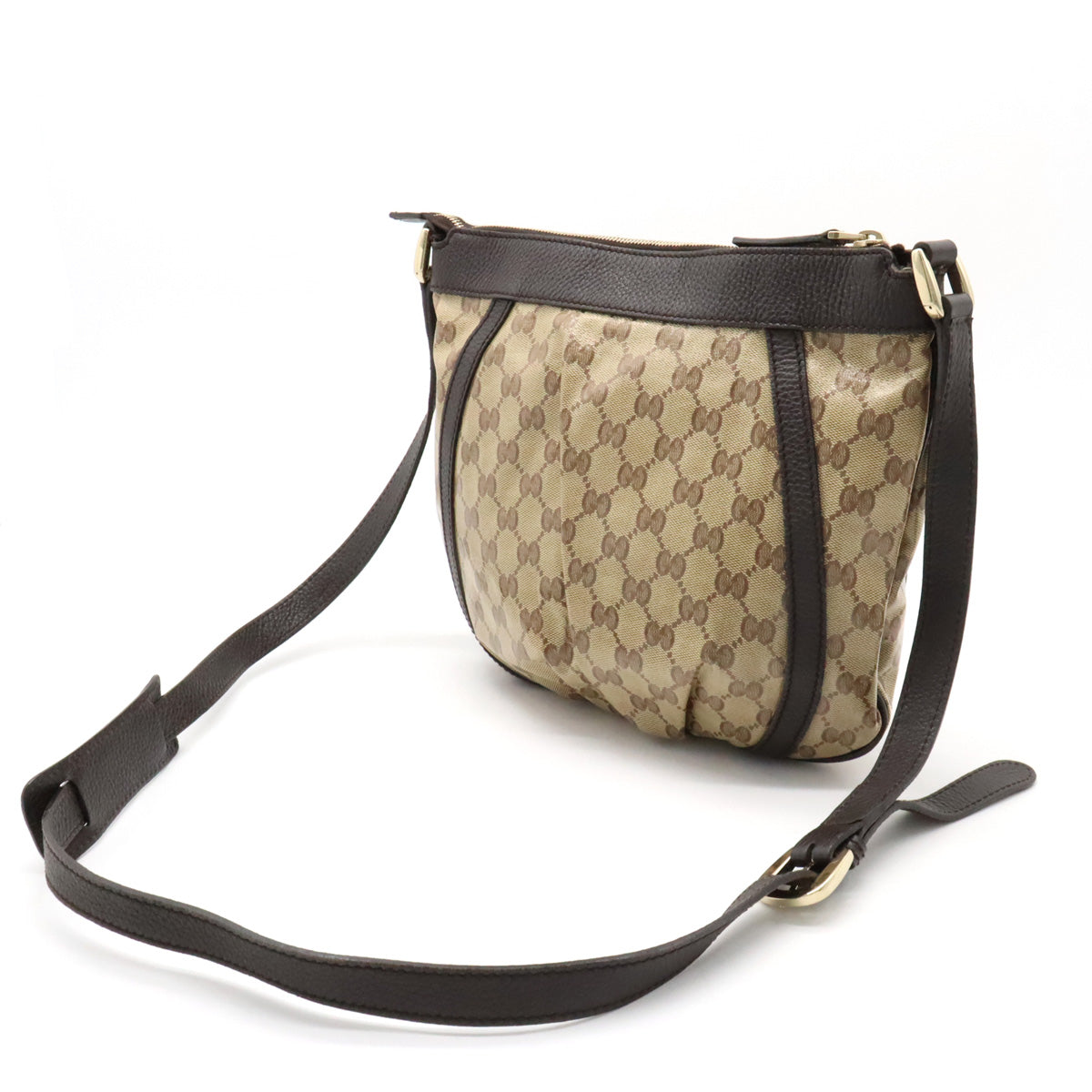 Gucci Abbey GG Crystal Coated Canvas Leather Shoulder Bag in Very Good Condition