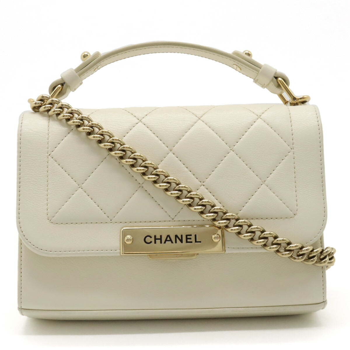 Chanel Leather Matelasse Top Handle Handbag