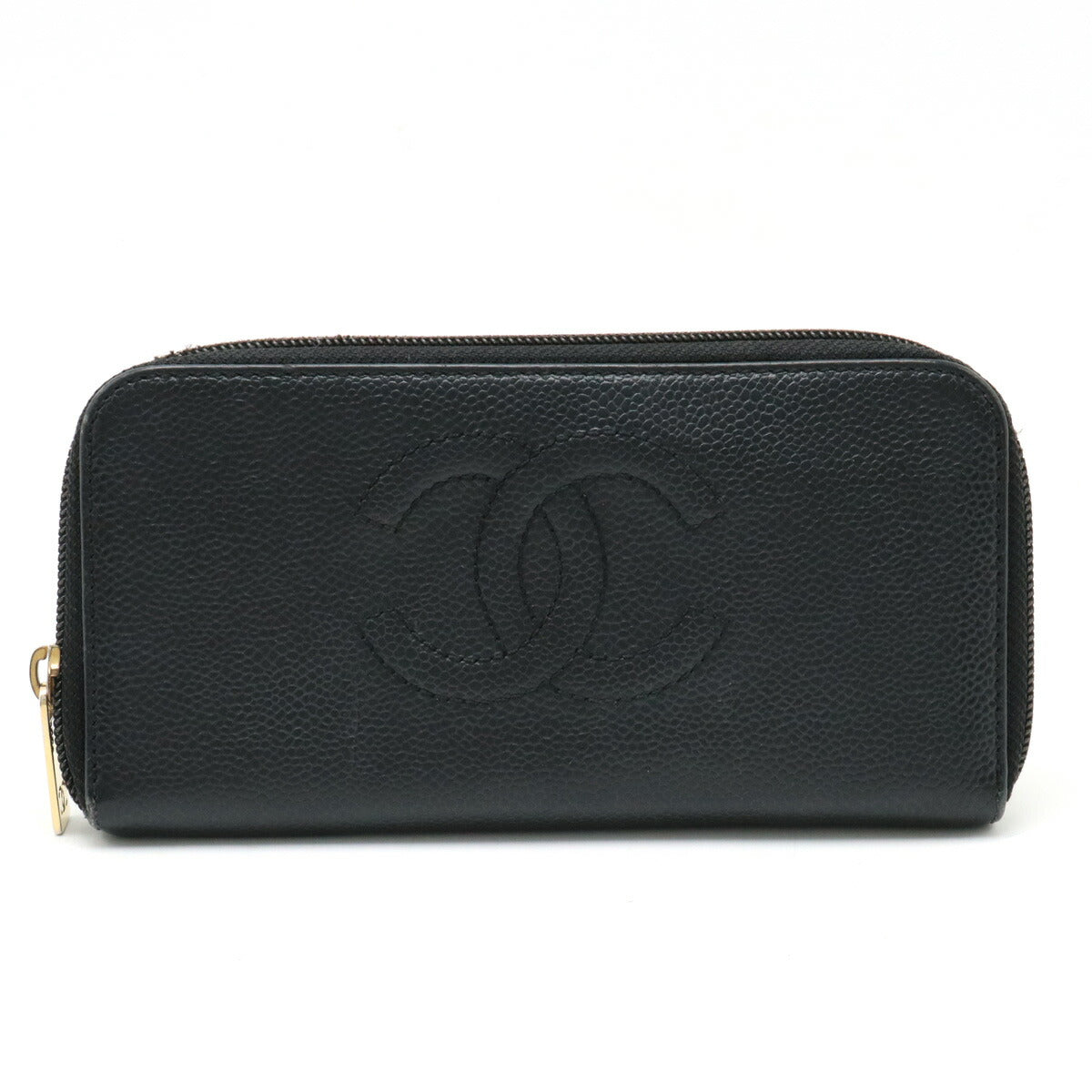 Chanel Caviar Skin Round Zip Wallet Black