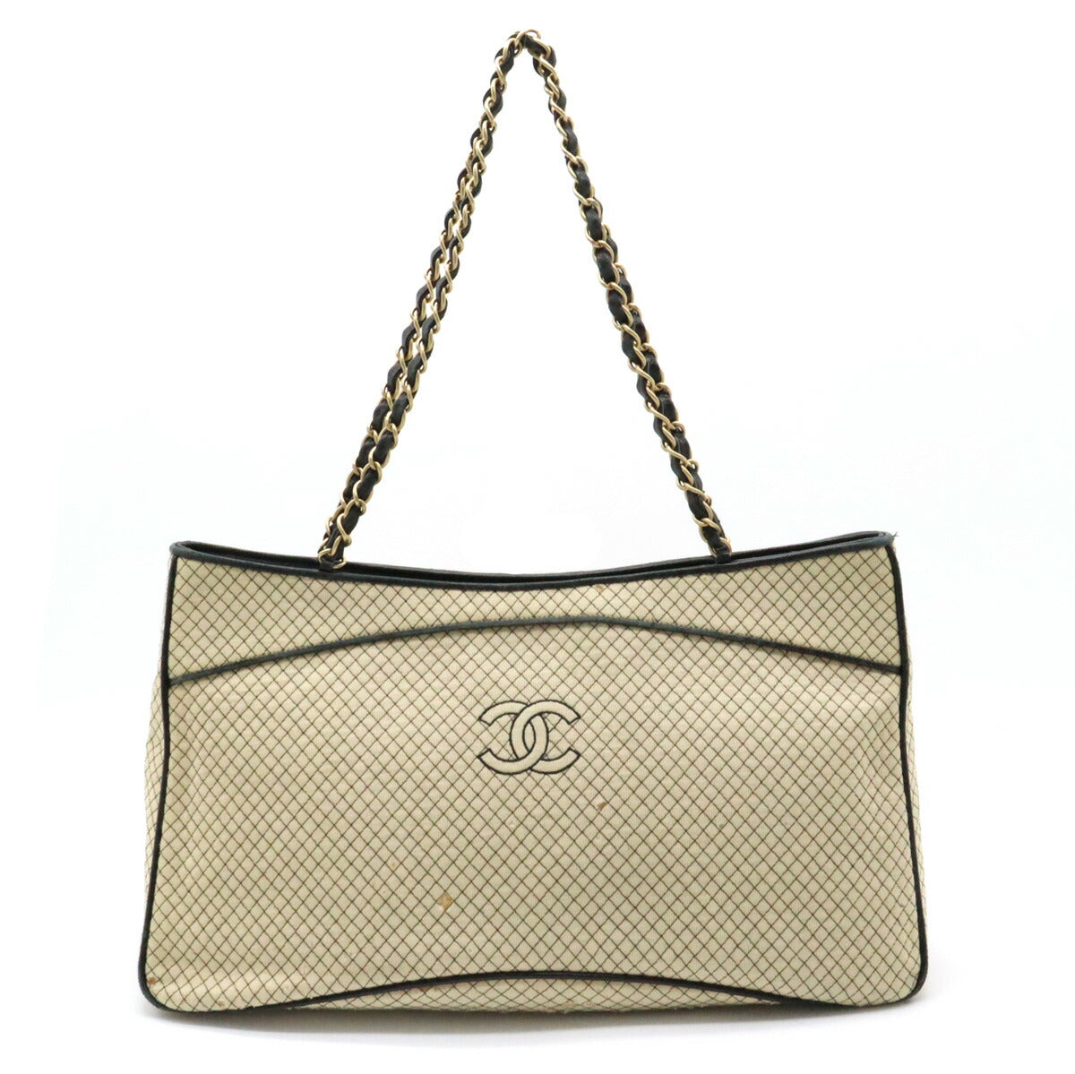 Chanel Quilted Tote Bag Cotton Jersey Leather