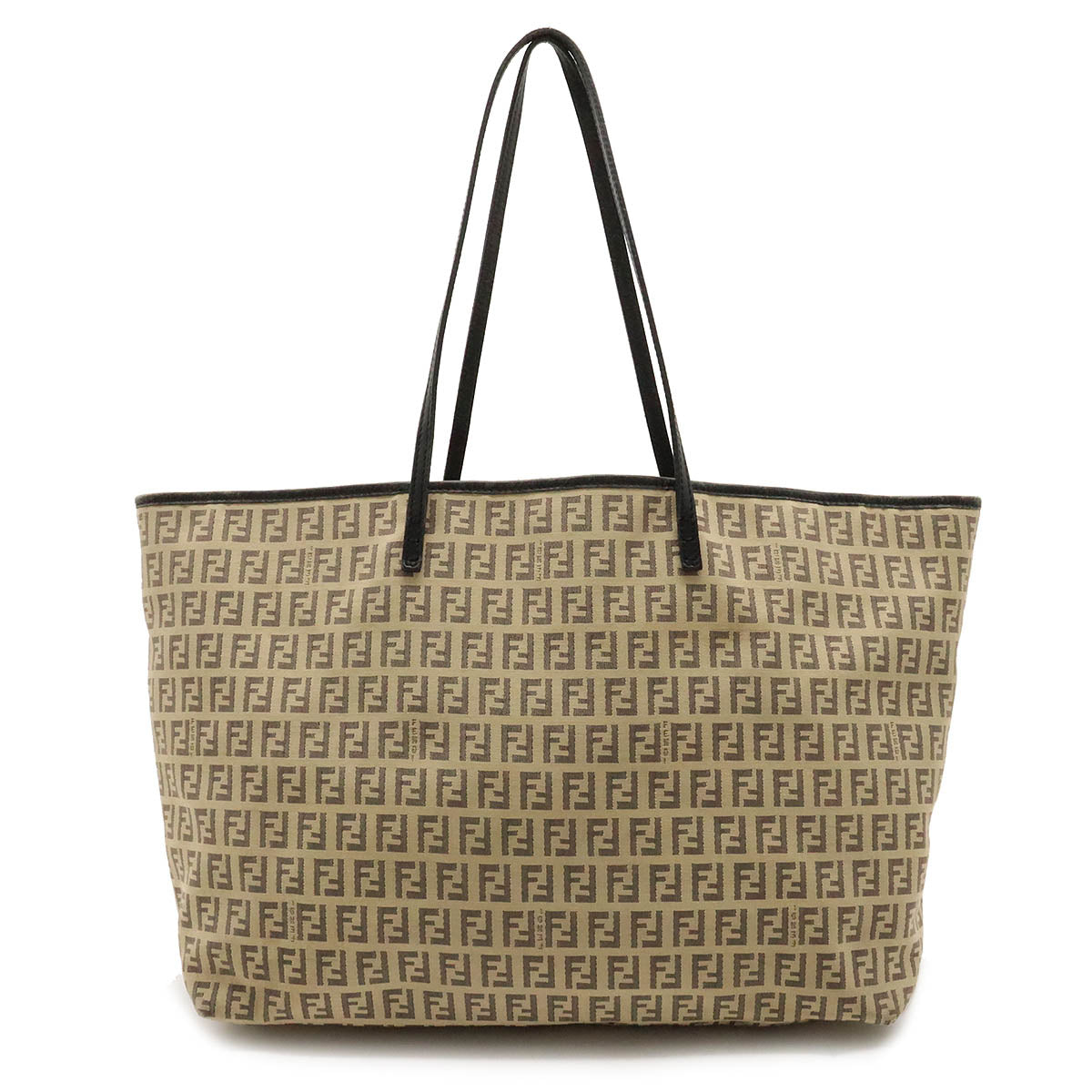 Fendi Zucchino Canvas Leather Tote Bag 8BH104